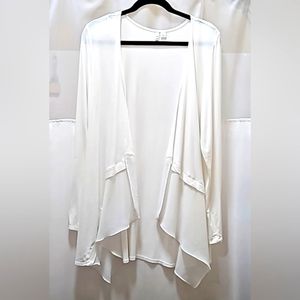 Elle Ivory/Sheer Open Front Drape Cardigan Size Large